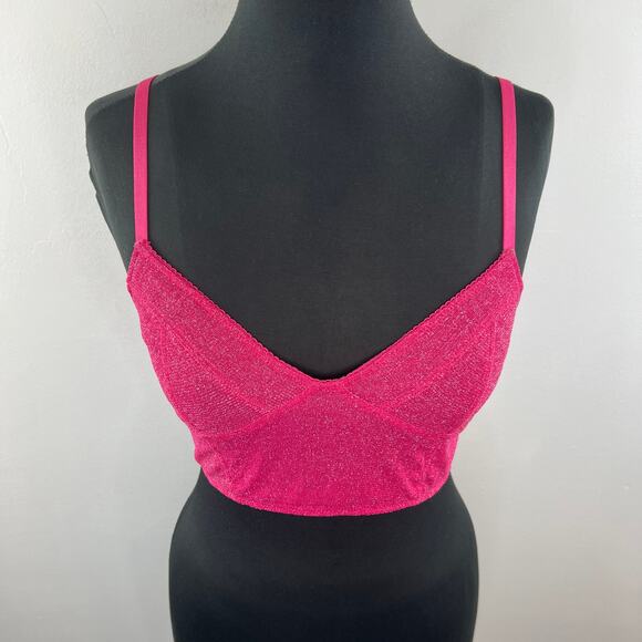 Free People Intimately Metallic Demis Pink Lace Bra Adjustable Tank M Medium - Picture 3 of 9